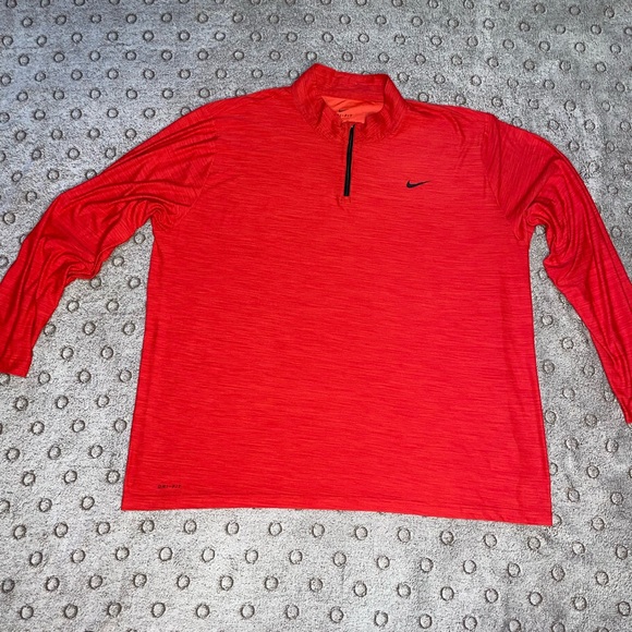 MENS NIKE DRI FIT LONG SLEEVE RED STRIPED 1/4 ZIP PULLOVER SIZE 4XLT - Picture 1 of 13